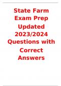 State Farm Exam Prep  Updated 2023/2024 Questions with  Correct Answers