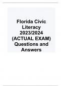   Florida Civic Literacy  2023/2024  (ACTUAL EXAM) Questions and Answers