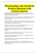 Pharmacology and Anesthesia Practice Questions with Correct Answers