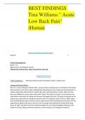 BEST FINDINGS  Tina Williams " Acute Low Back Pain" case study