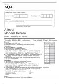 AQA A level Modern Hebrew Paper 1 MAY 2023 QUESTION PAPER: Reading and Writing