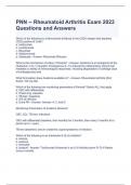  PNN -- Rheumatoid Arthritis Exam 2023 Questions and Answers