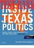 Inside Texas Politics Power, Policy, and Personality of the Lone Star State 3rd Edition by Brandon Rottinghaus.  (Complete 14 Chapters)_TEST BANK.