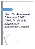 POL3701 Assignment 2 Semester 2 2023 (736057) - DUE 11 August 2023