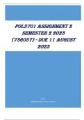 POL3701 Assignment 2 Semester 2 2023 (736057) - DUE 11 August 2023