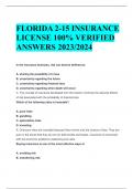 FLORIDA 2-15 INSURANCE  LICENSE 100% VERIFIED  ANSWERS 2023/2024