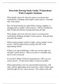 DriveSafe Driving Study Guide| 75 Questions|  With Complete Solutions