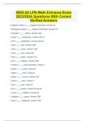 HESI A2 LPN Math Entrance Exam 2023/2024 Questions With Correct Verified Answers