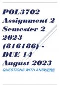 POL3702 Assignment 2 Semester 2 2023 (816186) - DUE 14 August 2023