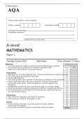 AQA A level MATHEMATICS Paper 1 JUNE 2023 QUESTION PAPER