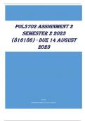 POL3702 Assignment 2 Semester 2 2023 (816186) - DUE 14 August 2023