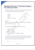 Managerial Finance 2 - Final Exam Chapters 4-6 Latest Exam 2023