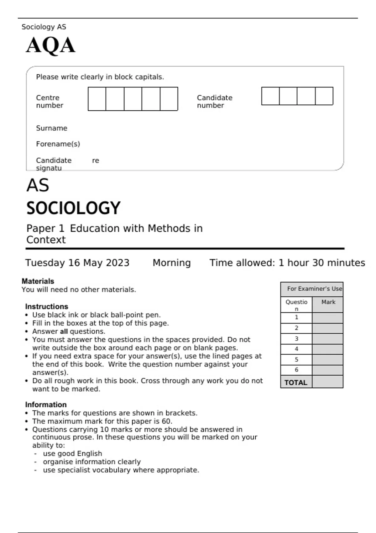 aqa-as-sociology-paper-1-and-2-june-2023-question-papers-and-mark