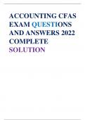 ACCOUNTING CFAS  EXAM QUESTIONS  AND ANSWERS 2022  COMPLETE  SOLUTION