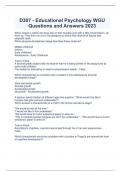  D307 - Educational Psychology WGU Questions and Answers 2023