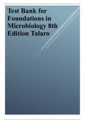 Test Bank for Foundations in Microbiology 8th Edition 2024 latest revised update By Talaro.