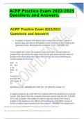 ACRP Practice Exam 2022/2023 Questions and Answers