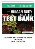 The Human Body in Health and Disease 7th Edition Patton TEST BANK