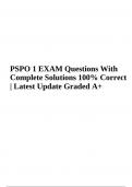 PSPO 1 EXAM Questions With Complete Solutions 100% Verified | Latest Update Graded A+