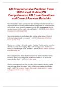 ATI Comprehensive Predictor Exam 2023 Latest Update| PN Comprehensive ATI Exam Questions and Correct Answers Rated A+