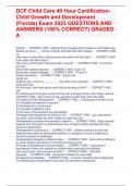 DCF Child Care 40 Hour CertificationChild Growth and Development (Florida) Exam 2023 QUESTIONS AND ANSWERS (100% CORRECT) GRADED A