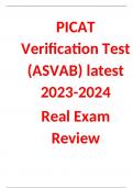 PICAT Verification Test (ASVAB) latest 2023-2024  Real Exam Review