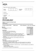 AQA GCSE PSYCHOLOGY Paper 2 MAY 2023 QUESTION PAPER: Social Context and Behaviour