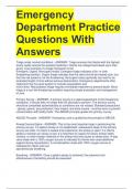 Emergency Department Practice Questions With Answers