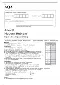 AQA A level Modern Hebrew Paper 1 MAY 2023 QUESTION PAPER: Reading and Writing