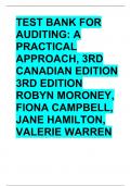 TEST BANK FOR AUDITING: A PRACTICAL APPROACH, 3RD CANADIAN EDITION 3RD EDITION ROBYN MORONEY, FIONA CAMPBELL, JANE HAMILTON, VALERIE WARREN