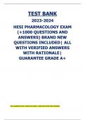 2023-2024 HESI PHARMACOLOGY EXAM (+1000 QUESTIONS AND ANSWERS) BRAND NEW QUESTIONS INCLUDED| ALL WITH VERIFIED ANSWERS WITH RATIONALE| GUARANTEE GRADE A+