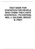 TEST BANK FOR  STATISTICS FOR PEOPLE  WHO (THINK THEY) HATE  STATISTICS, 7TH EDITION,  NEIL J. SALKIND, BRUCE  B. FREY