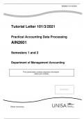 Tutorial Letter 101/3/2021 Practical Accounting Data Processing AIN2601 Semesters 1 and 2 Department of Management Accounting