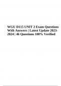 WGU D115 UNIT 2 Exam Practice Questions With Answers | Latest Update 2023- 2024 | Questions 100% Verified