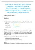  COMPLETE TEST BANK FOR LEHNE’S PHARMACOTHERAPEUTICS FOR ADVANCED PRACTICE NURSES AND PHYSICIAN ASSISTANTS 2ND EDITION ROSENTHAL|A GRADED|NEW!!