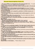 Wisconsin Pesticide Applicator Practice Test 1. The goal of IPM isn't to eliminate the entire pest population but....: To avoid adverse effects on humans, wildlife and the environment 2. Which of the following words is that number of pests per plant or