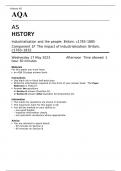 AQA AS HISTORY Industrialisation and the people: Britain, c1783–1885 Component 1F MAY 2023 QUESTION PAPER: The impact of industrialisation: Britain, c1783–1832