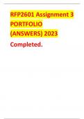 RFP2601 Assignment 3 PORTFOLIO (ANSWERS) 2023 Completed.