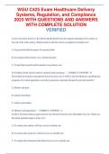 WGU C425 Exam Healthcare Delivery  Systems, Regulation, and Compliance 2023 WITH QUESTIONS AND ANSWERS  WITH COMPLETE SOLUTION VERIFIED