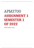 APM 3700 ASSIGNMENT 1 SEMESTER 1 (2022)