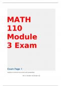 MATH 110 Module 3 Exam (Latest-2023) / MATH110 Module 3 Exam/ MATH 110 Statistics Module 3 Exam/ MATH110 Statistics Module 3 Exam: Portage Learning |100% Correct Q & A|