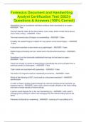 Forensics Document and Handwriting Analyst Certification Test (2023)- Questions & Answers (100% Correct)