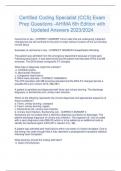 Certified Coding Specialist (CCS) Exam  Prep Questions -AHIMA 6th Edition with  Updated Answers 2023/2024