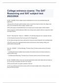 College entrance exams: The SAT Reasoning and SAT subject test 2023/2024