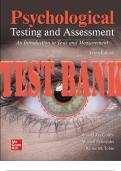 TEST BANK for Psychological Testing and Assessment, 10th Edition By Cohen, Schneider,Tobin, Swerdlik and Sturman | All 15 Chapters