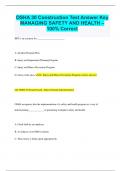 OSHA 30 Construction Test Answer Key MANAGING SAFETY AND HEALTH – 100% Correct