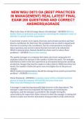NEW WGU D073 OA {BEST PRACTICES  IN MANAGEMENT} REAL LATEST FINAL  EXAM 200 QUESTIONS AND CORRECT  ANSWERS|AGRADE