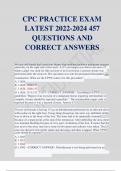 CPC PRACTICE EXAM LATEST 2022-2024 457 QUESTIONS AND CORRECT ANSWERS