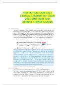 HESI CRITICAL CARE 2023 CRITICAL CARE HESI EXIT EXAM 2023 QUESTIONS AND CORRECT ANSWER A GRADE