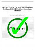 Med Surg Exit HESI Test Bank/ HESI Exit Exam Test Bank 2023-2024 Med Surg Exam Latest  VERSION